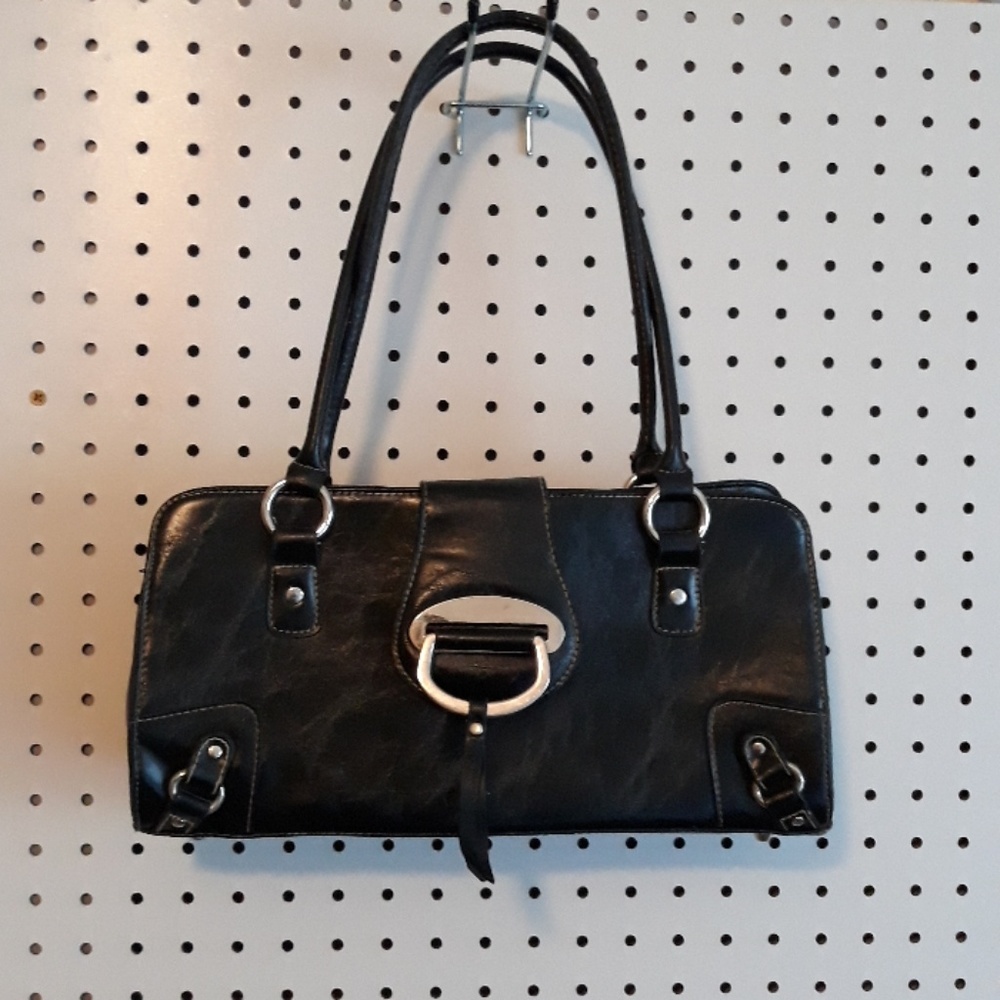 Vinyl black hand bag